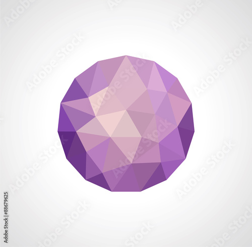 polygonal sphere purple ball on a light background