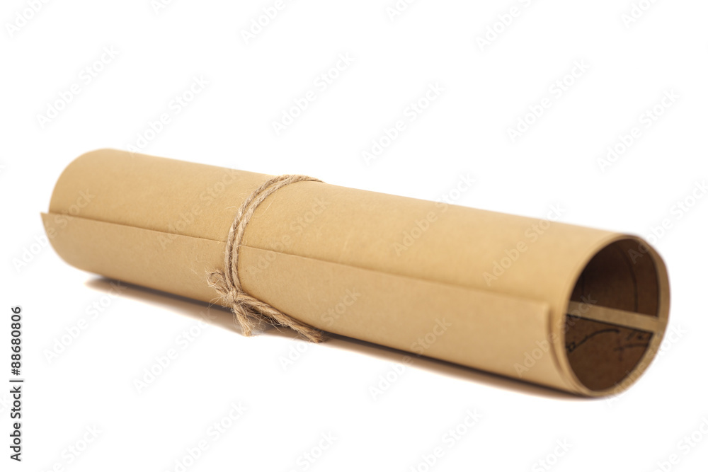 Old rolled paper isolated on white Old rolled paper isolated on white