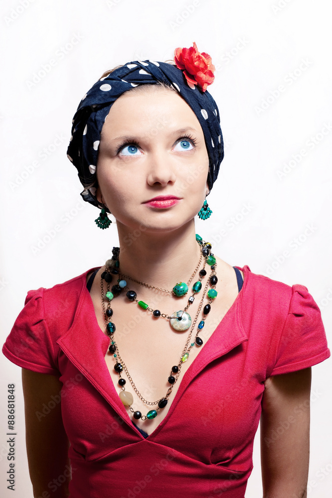 beautiful young woman in headscarf beautiful young woman in headscarf
