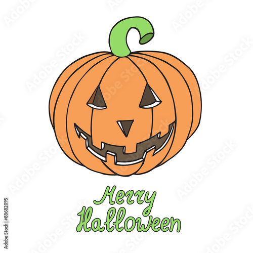 Halloween pumpkin isolated on white background. Merry halloween.