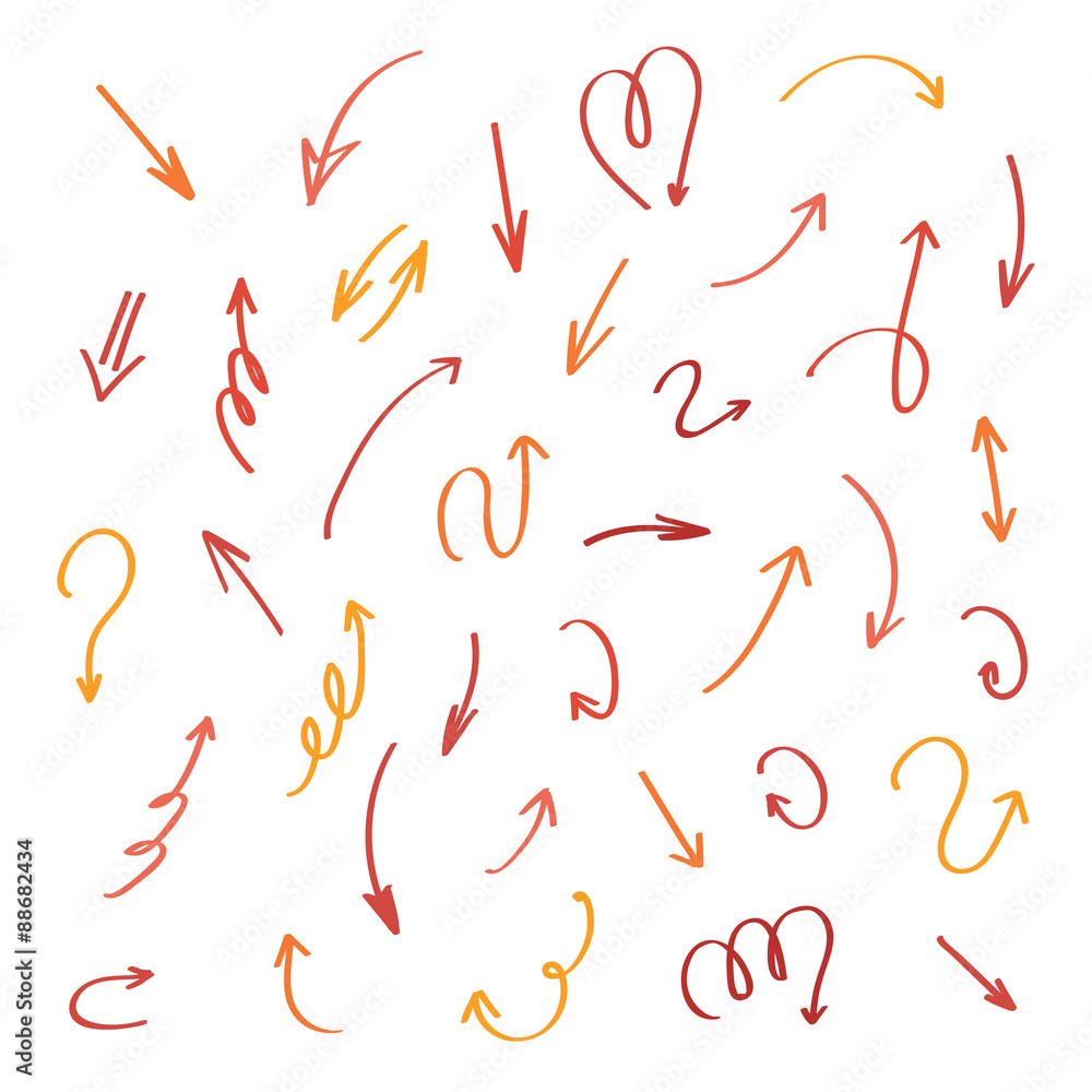 Set of hand-drawn arrows isolated on white background Set of hand-drawn arrows isolated on white background