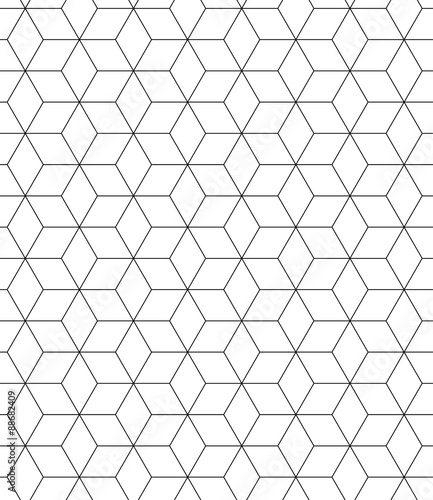 Vector black and white seamless sacred geometry pattern ,Modern textile print with illusion, abstract texture, Symmetrical repeating background 
