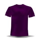 Isolated realistic purple violet template t-shirts on a white background. Vector illustration 