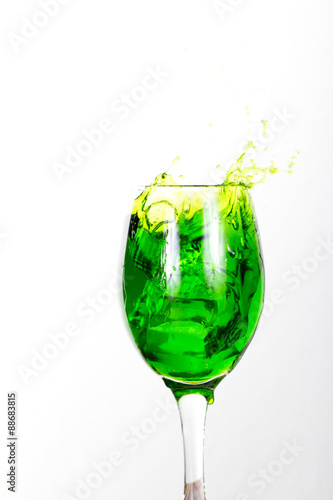 Chilled glass of Green wine