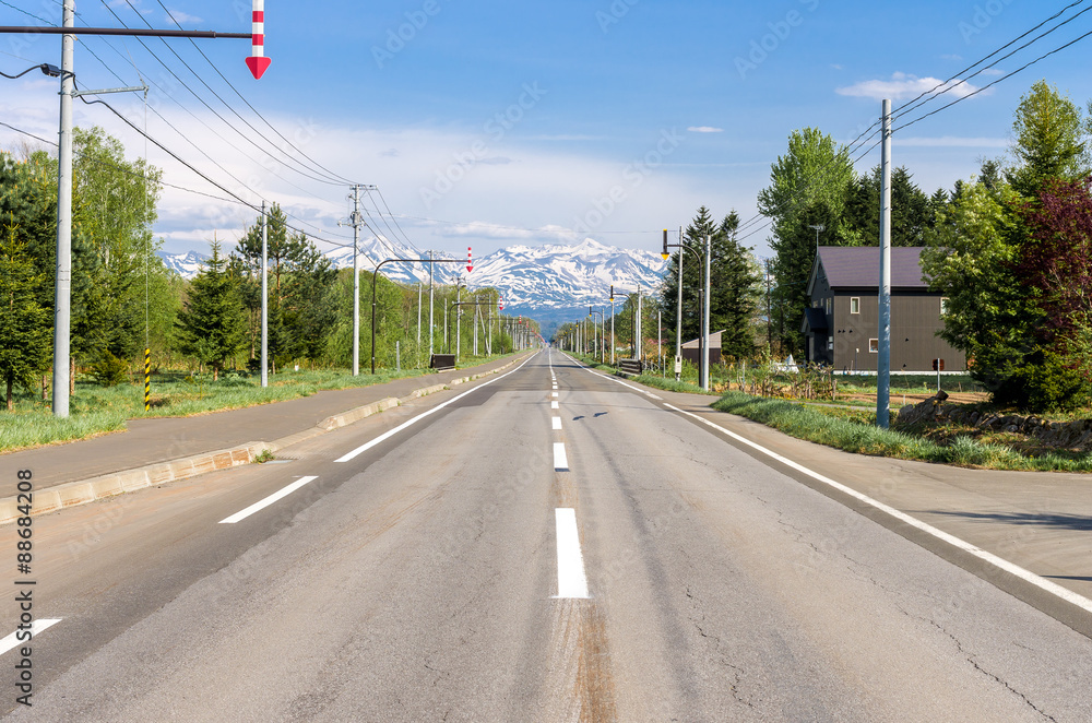 雪山への一本道北海道stock Photo Adobe Stock 雪山への一本道北海道stock Photo Adobe Stock