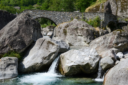 The roman bridge of Fontana on Maggia valley