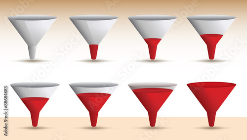Timeline series of a funnel emptying