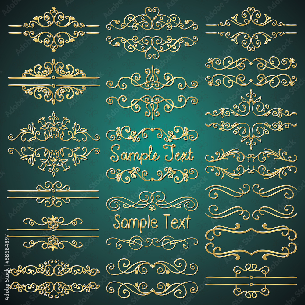 Vector Golden Royal Luxury Dividers, Frames, Swirls