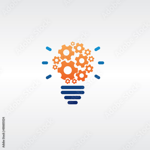 business idea. gears and lightbulb