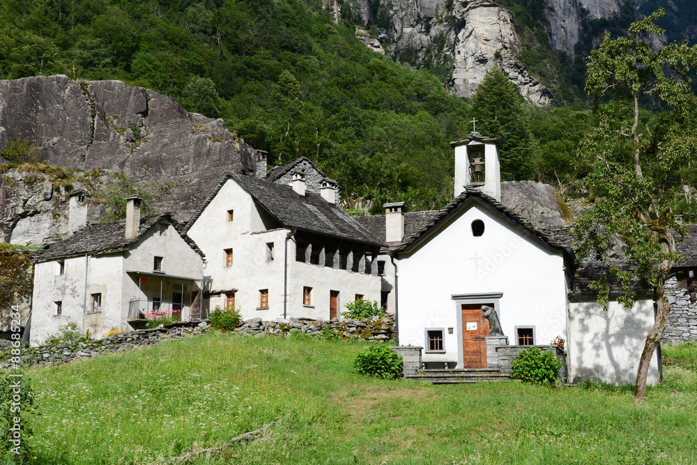 The rural village of Sabbione on Maggia valley