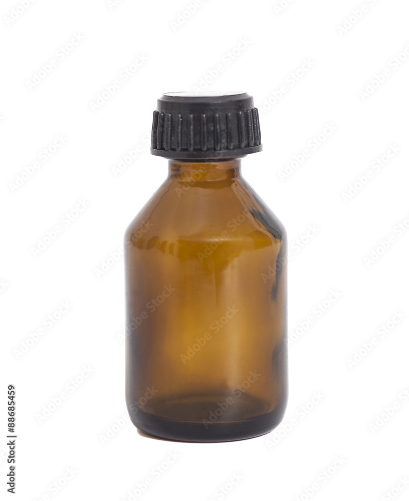 Medicine bottle of brown glass