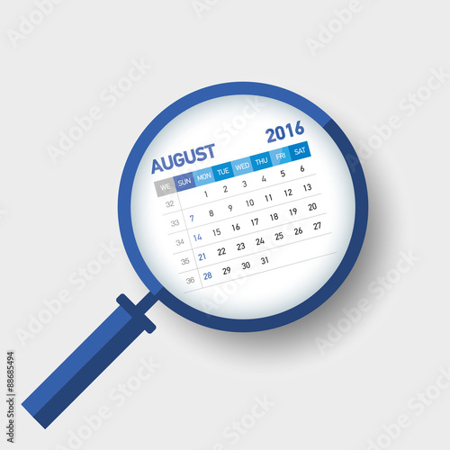 August 2016 American Calendar