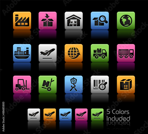 Industry and Logistics Icons // ColorBox Series -- The Vector file includes 5 color versions for each icon in different layers -- photo