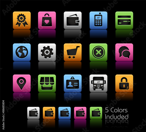 Online Store Icons // ColorBox Series -- The Vector file includes 5 color versions for each icon in different layers --