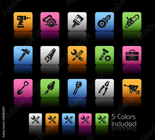 Tools Icons // ColorBox Series -- The Vector file includes 5 color versions for each icon in different layers --