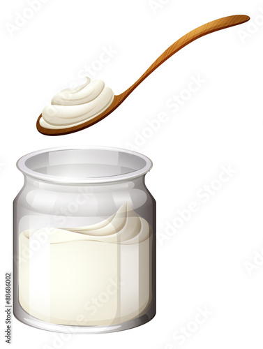 Yoghurt or cream on white
