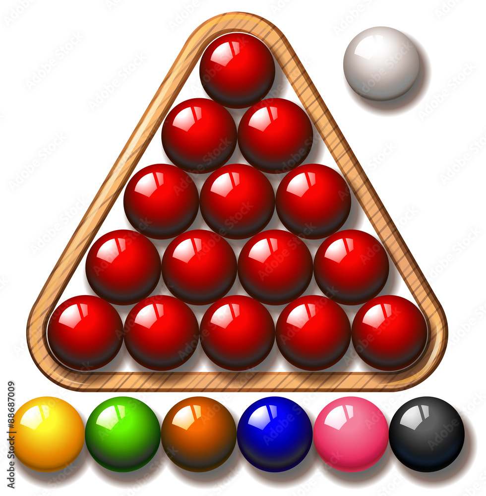 Snooker balls in triangle frame Snooker balls in triangle frame