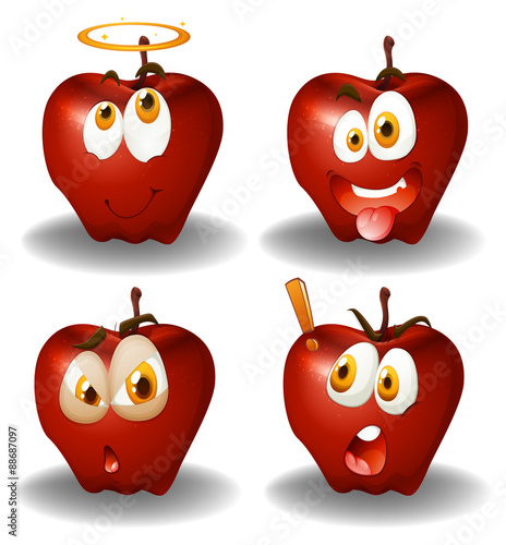 Facial expression on apples