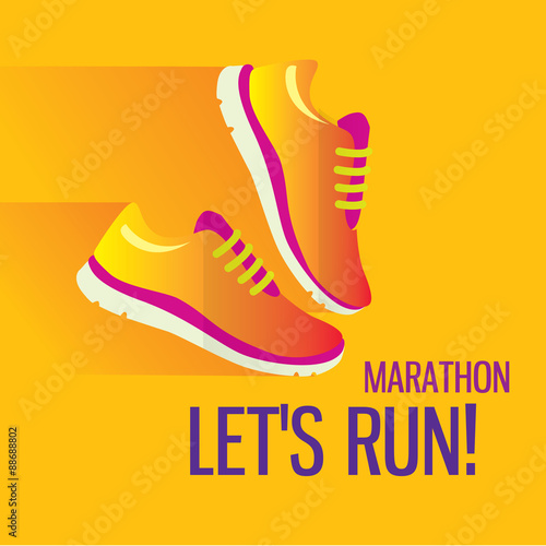 Jogging and running concept flat icons of gym, healthy food, metrics.