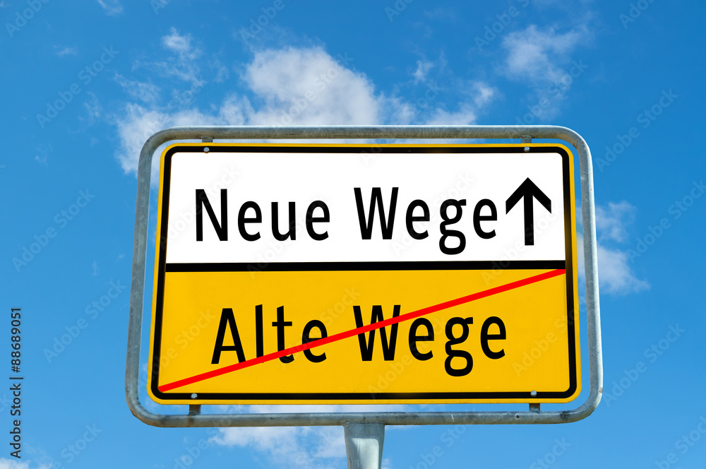 Ortsausgangsschild Neue Wege 01