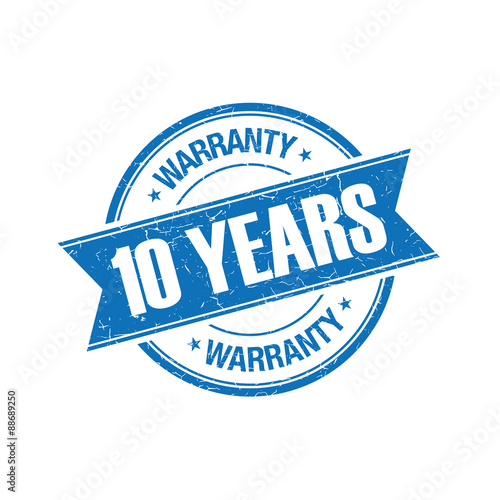 10 years warranty grunge retro isolated stamp