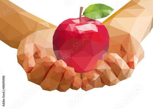 polygonal apple lying in hands
