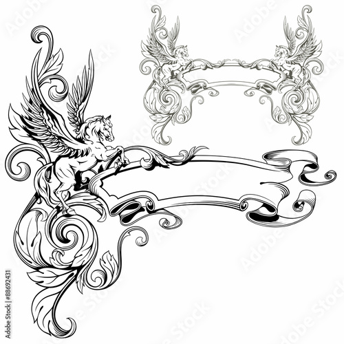 Pegasus winged heraldic decoration fantastic animal vector illus