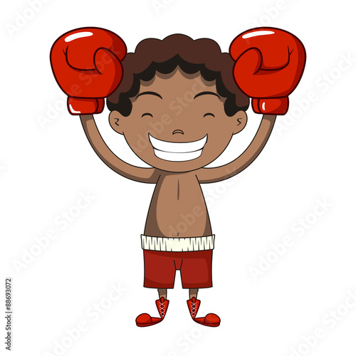Boy champion gesture, boxing