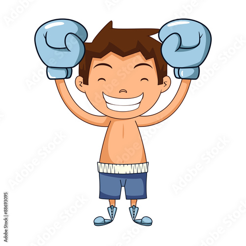 Child champion gesture, boxing