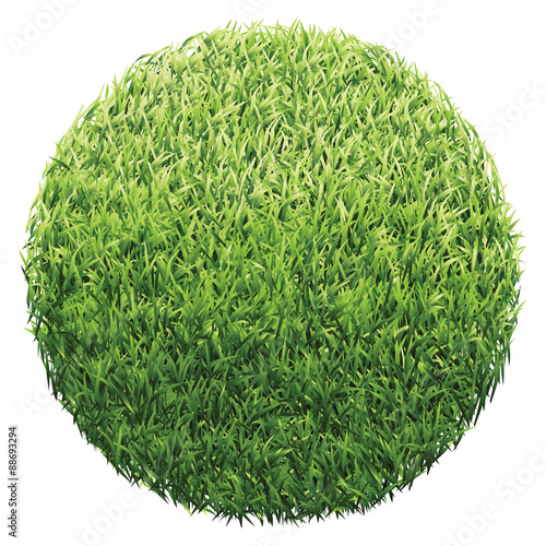 Circle of green grass. A lawn with gradient light green to dark green.