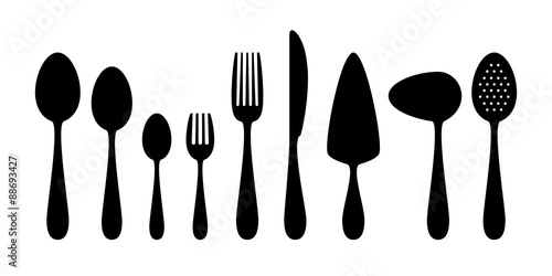 Set of flat icons cutlery