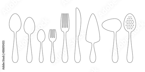 Set of thin line icons cutlery
