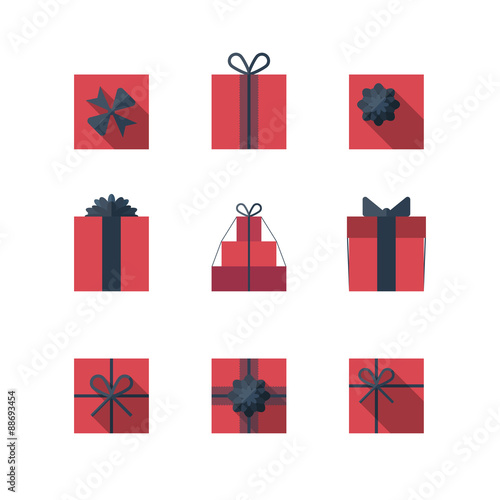 Flat gift box icon set