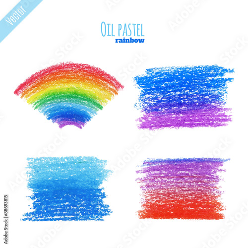 Handpaint oil pastel rainbow background