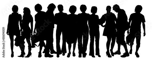Vector silhouette of a group of people.