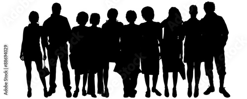 Vector silhouette of a group of people.