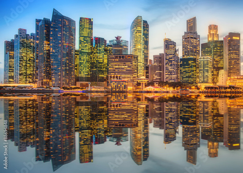 Singapore Skyline and view of Marina Bay