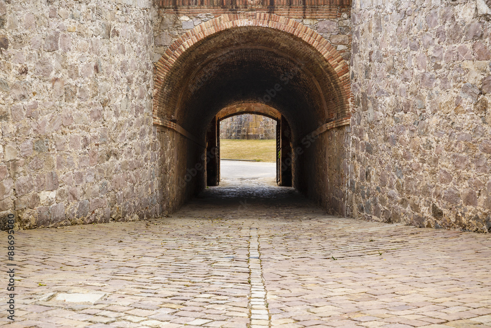 Fototapeta premium View of Castillo de Montjuic on mountain Montjuic in Barcelona,