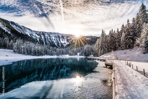 Mountain lake in Courchevel