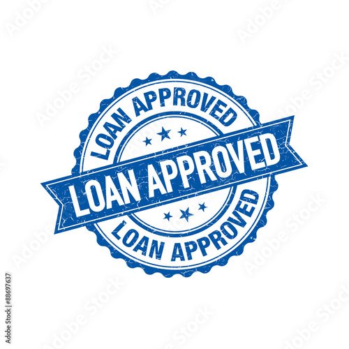 Loan approved grunge retro blue isolated stamp