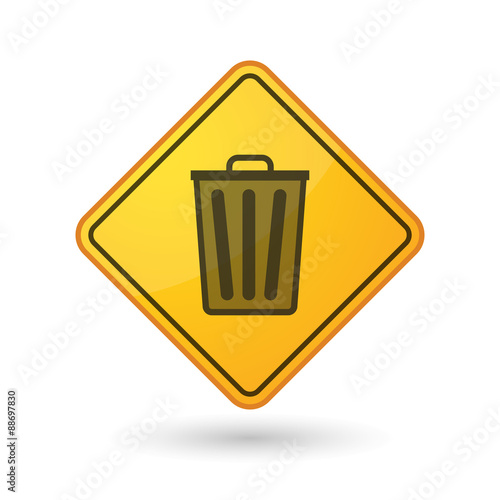 Awareness sign with  a trash can