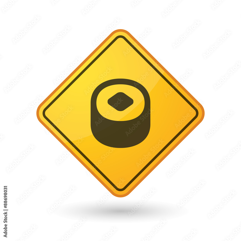 Awareness sign with a piece of sushi Awareness sign with a piece of sushi