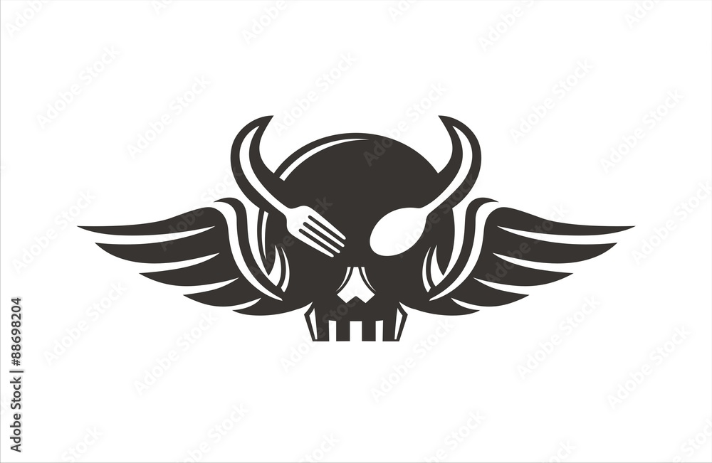 Fototapeta premium Skull eat horn wings