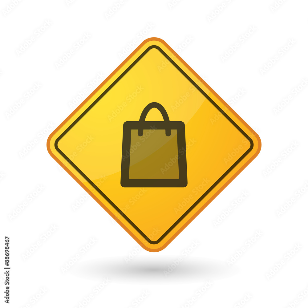 Awareness sign with a shopping bag Awareness sign with a shopping bag