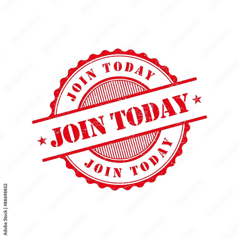 Фотография Join today grunge retro red isolated stamp
