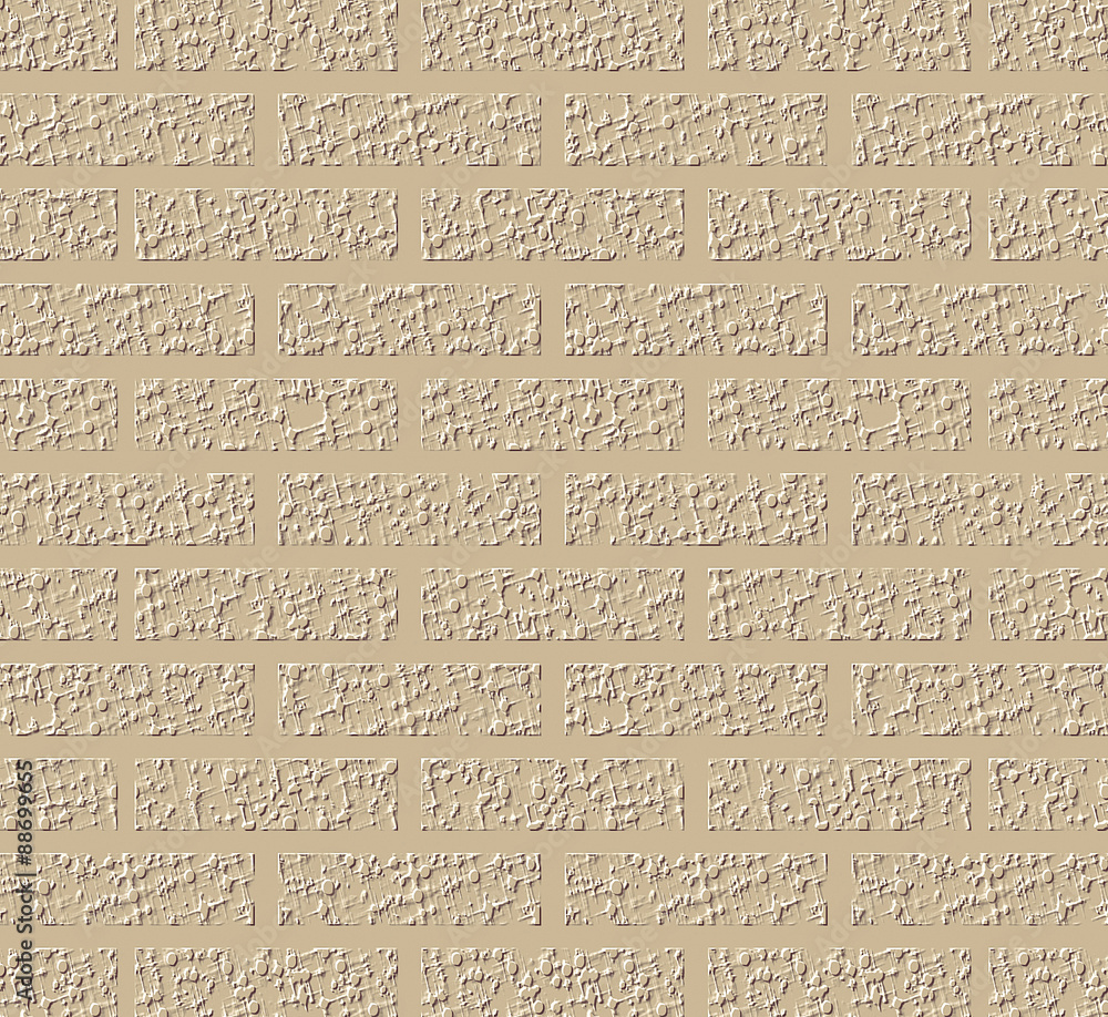 Embossed wallpaper with brick design in beige