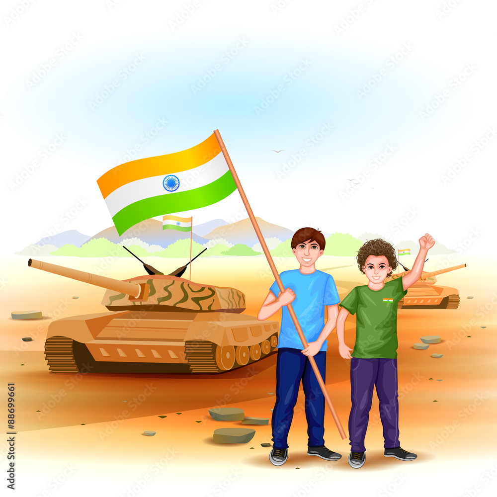 Fototapeta premium People with Indian flag