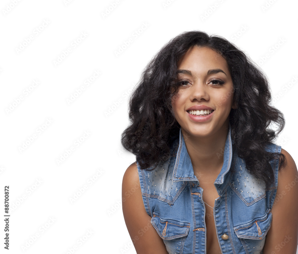 Happy Afro-American young woman isolated on white laughing Happy Afro-American young woman isolated on white laughing