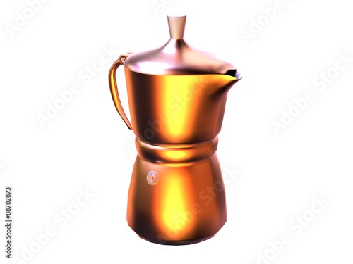 shiny coffeemaker made in reflective metal