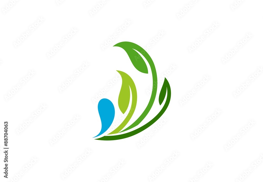 leaf, water, plant, logo, nature, water drop, grass, ecology,symbol icon vector design Stock Vector Adobe Stock